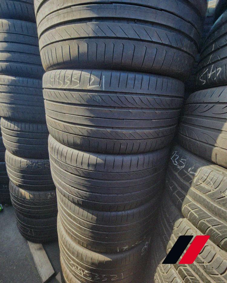 Outdoor tire inventory under Atlanta sky